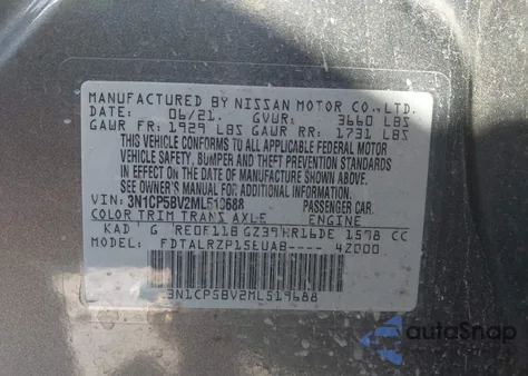 2021 Nissan Kicks S Xtronic Cvt z USA, uszkodzony, nr VIN 3N1CP5BV2ML519688